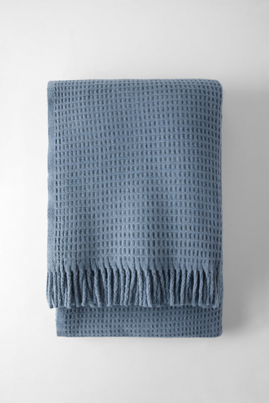 Jeté Basic gauffré bleu nuit