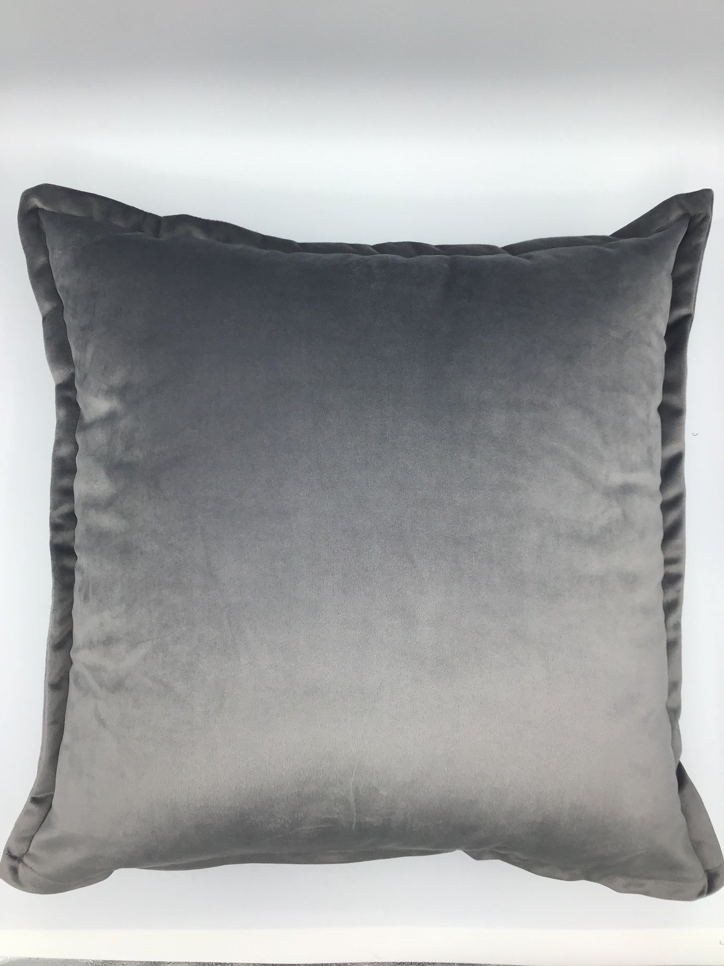 Coussin Velour gris moyen