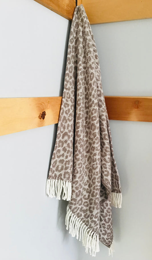 Jeté décoratif Léopard taupe