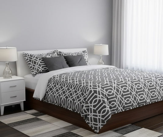 Housse de couette Géo taupe